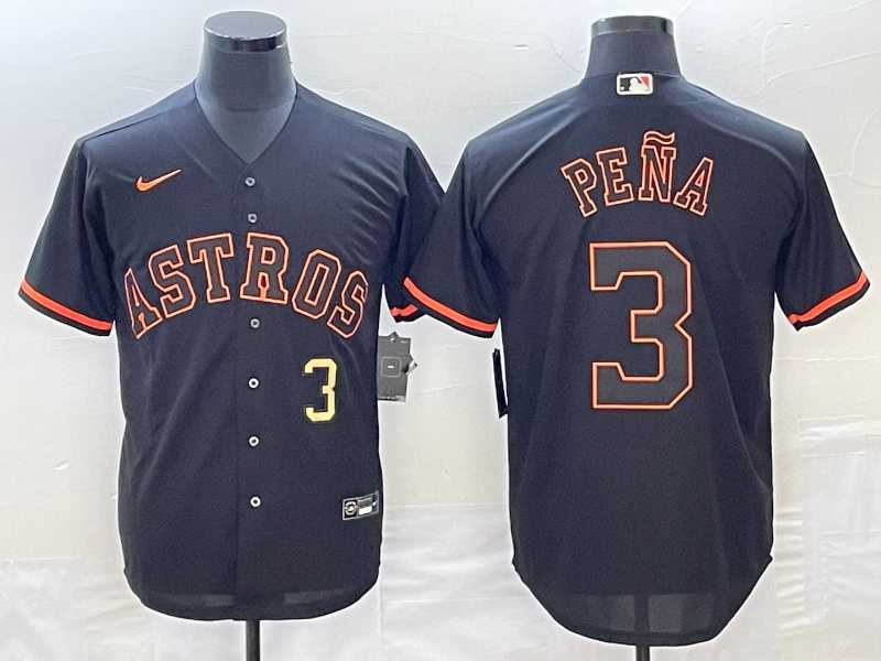 Mens Houston Astros #3 Jeremy Pena Number Lights Out Black Fashion Stitched MLB Cool Base Nike Jersey
